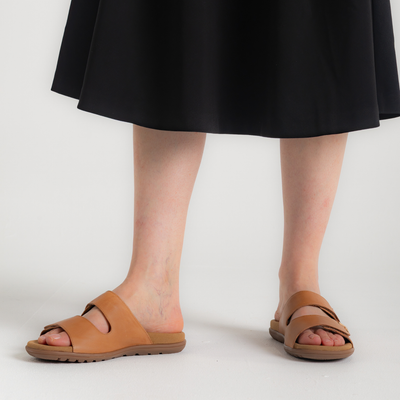 Tribe Tan Leather Slides