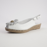 Erica White Leather Espadrille Wedges