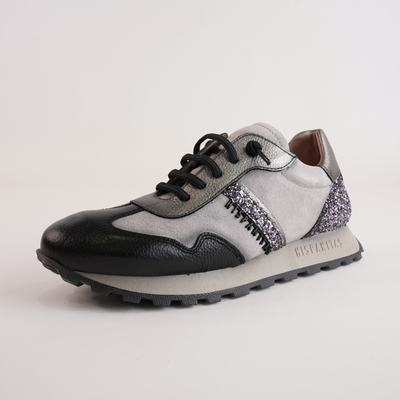 Chi243689 Black/ Iron Glitter Leather Sneakers