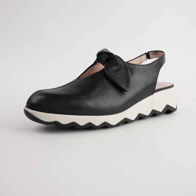 Claudia Black Leather Wedges