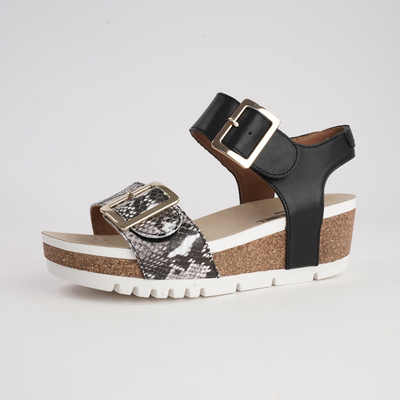 Quinn 02 Schwarz Combi Leather Sandals