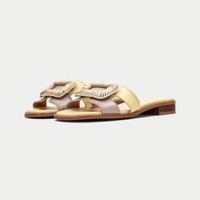 Hv253881 Banana/ Taupe Leather Sandals
