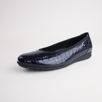 Gia Ocean Alligator Patent Leather Ballet Flats
