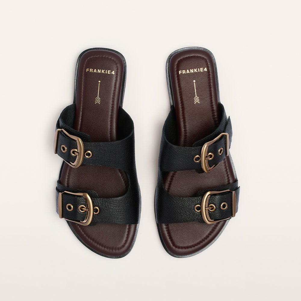 Auroa Black Tumbled Leather Sandals