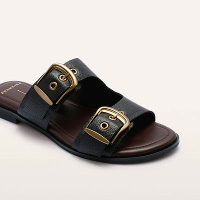 Auroa Black Tumbled Leather Sandals