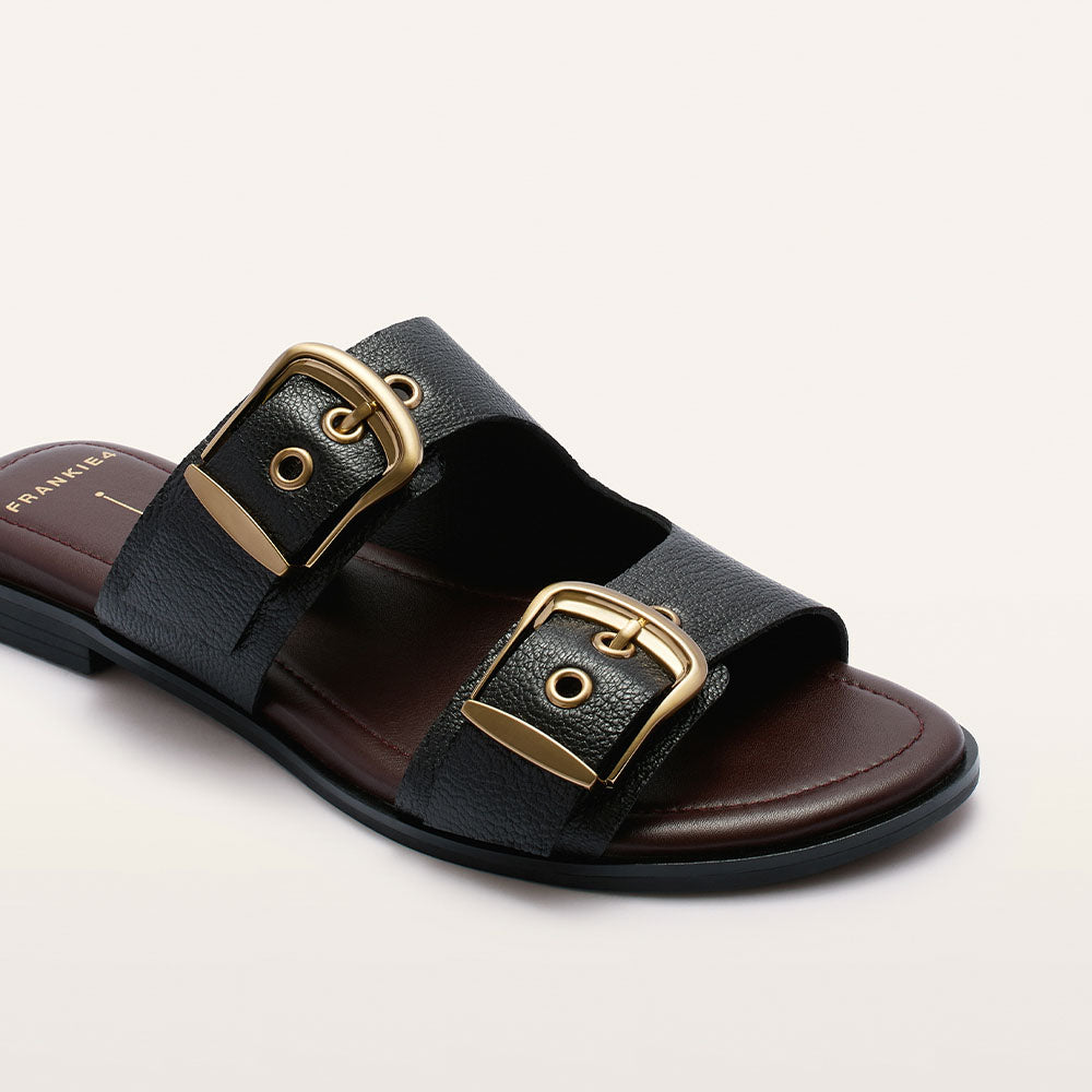 Auroa Black Tumbled Leather Sandals