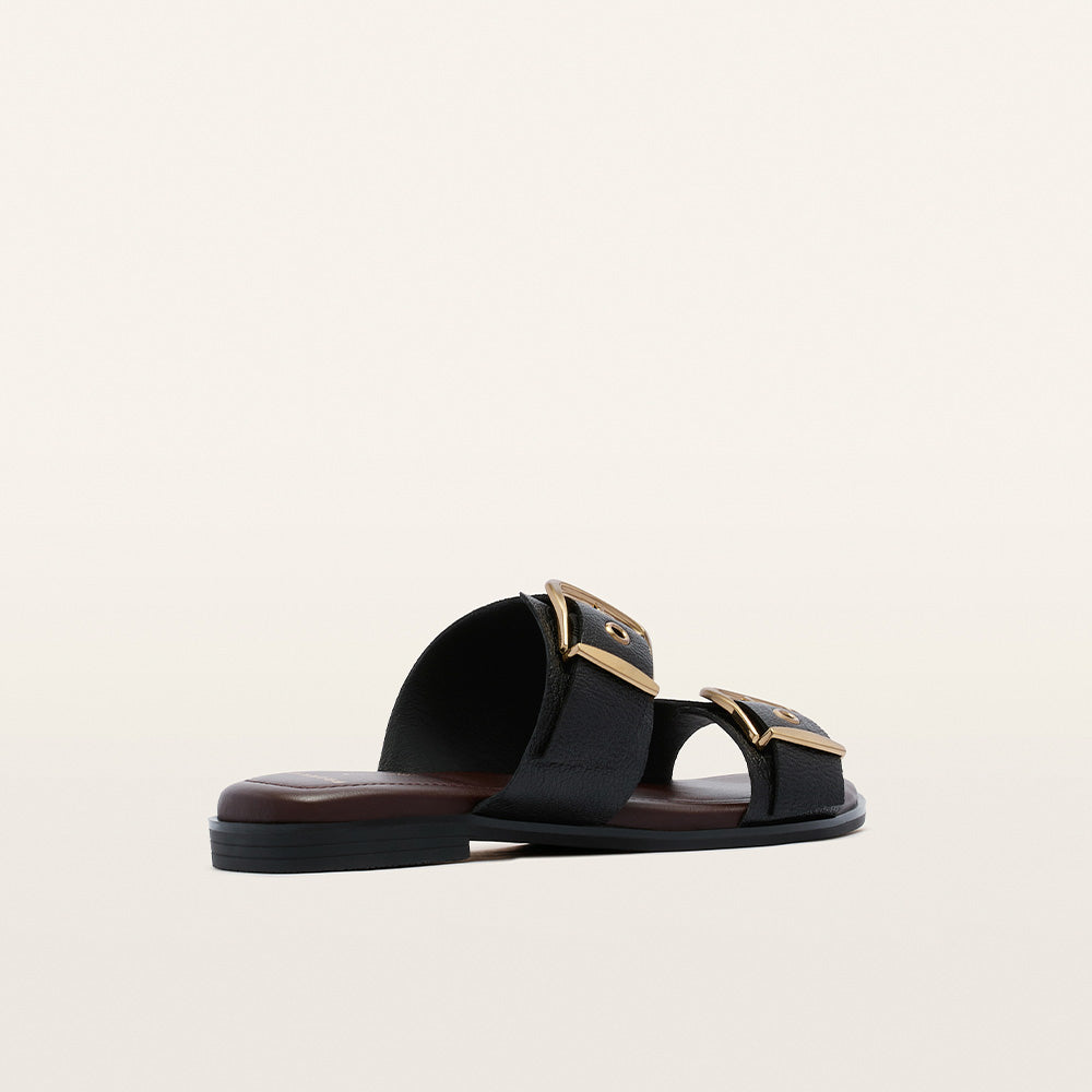 Auroa Black Tumbled Leather Sandals