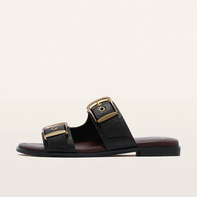 Auroa Black Tumbled Leather Sandals