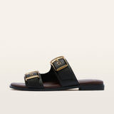 Auroa Black Tumbled Leather Sandals