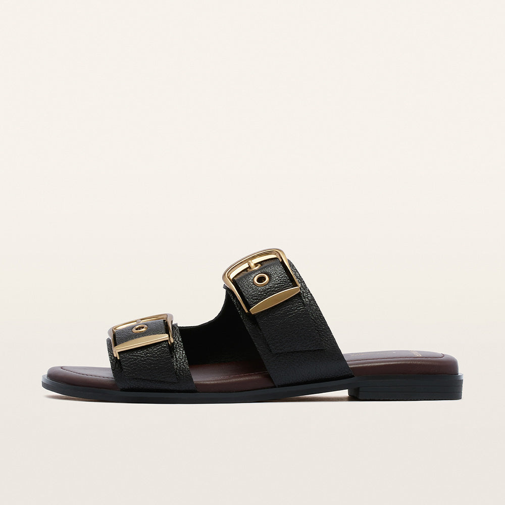 Auroa Black Tumbled Leather Sandals