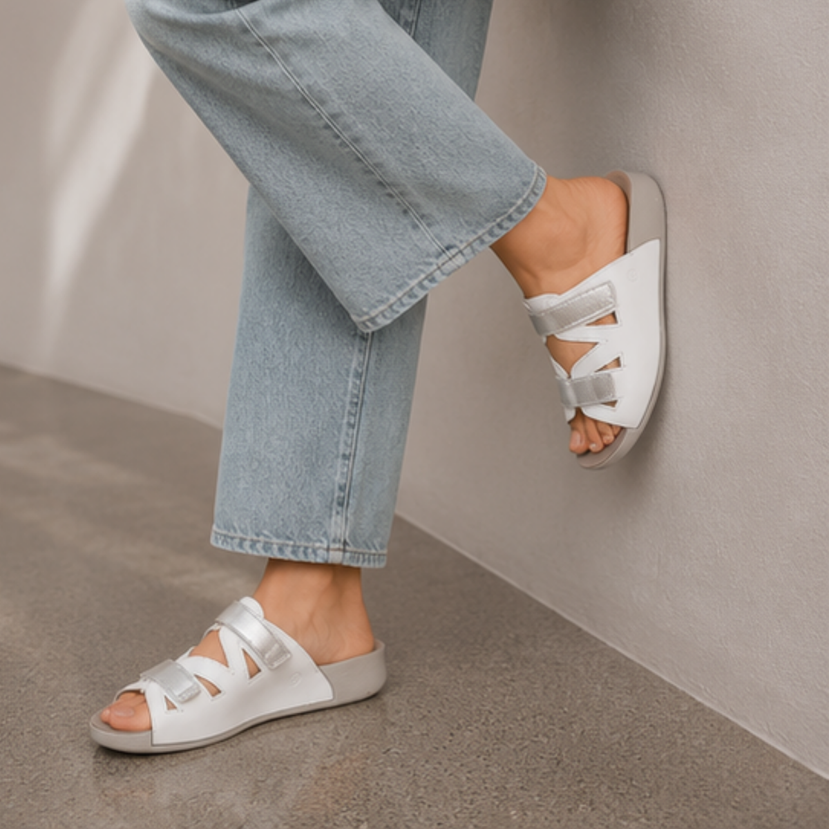 Poet White Combo Sandals
