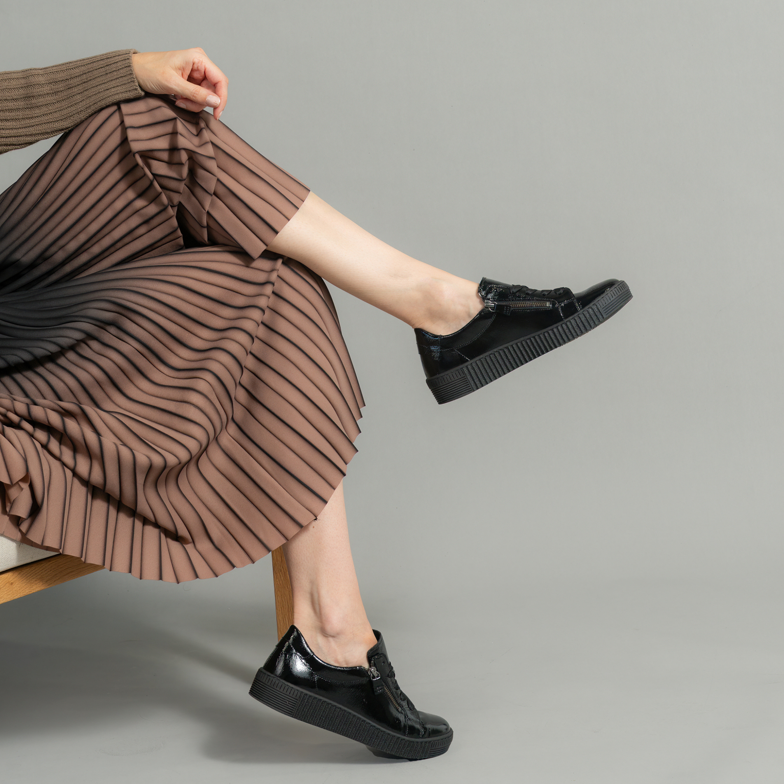 Amelia Black Patent Leather Sneakers