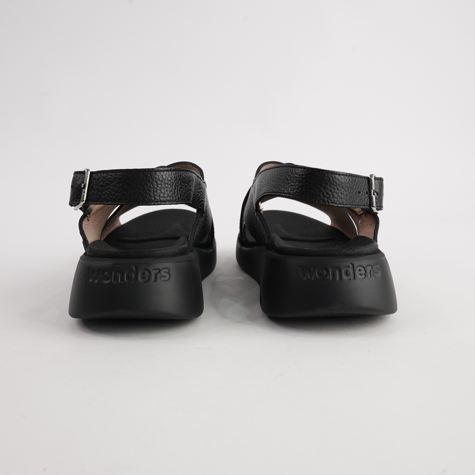Colleen Black/ Black Sole Leather Sandals