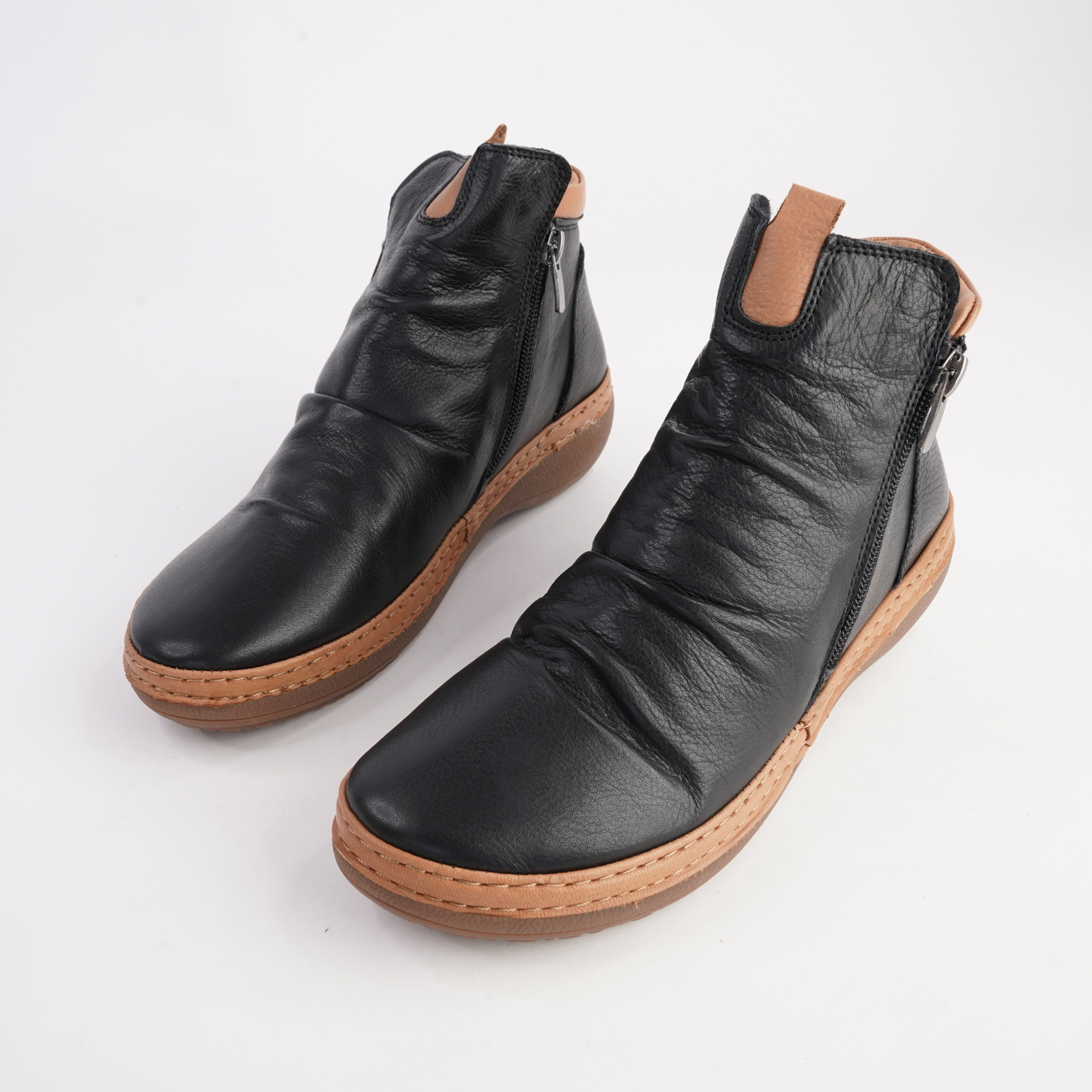 Coralie Black Leather Ankle Boots