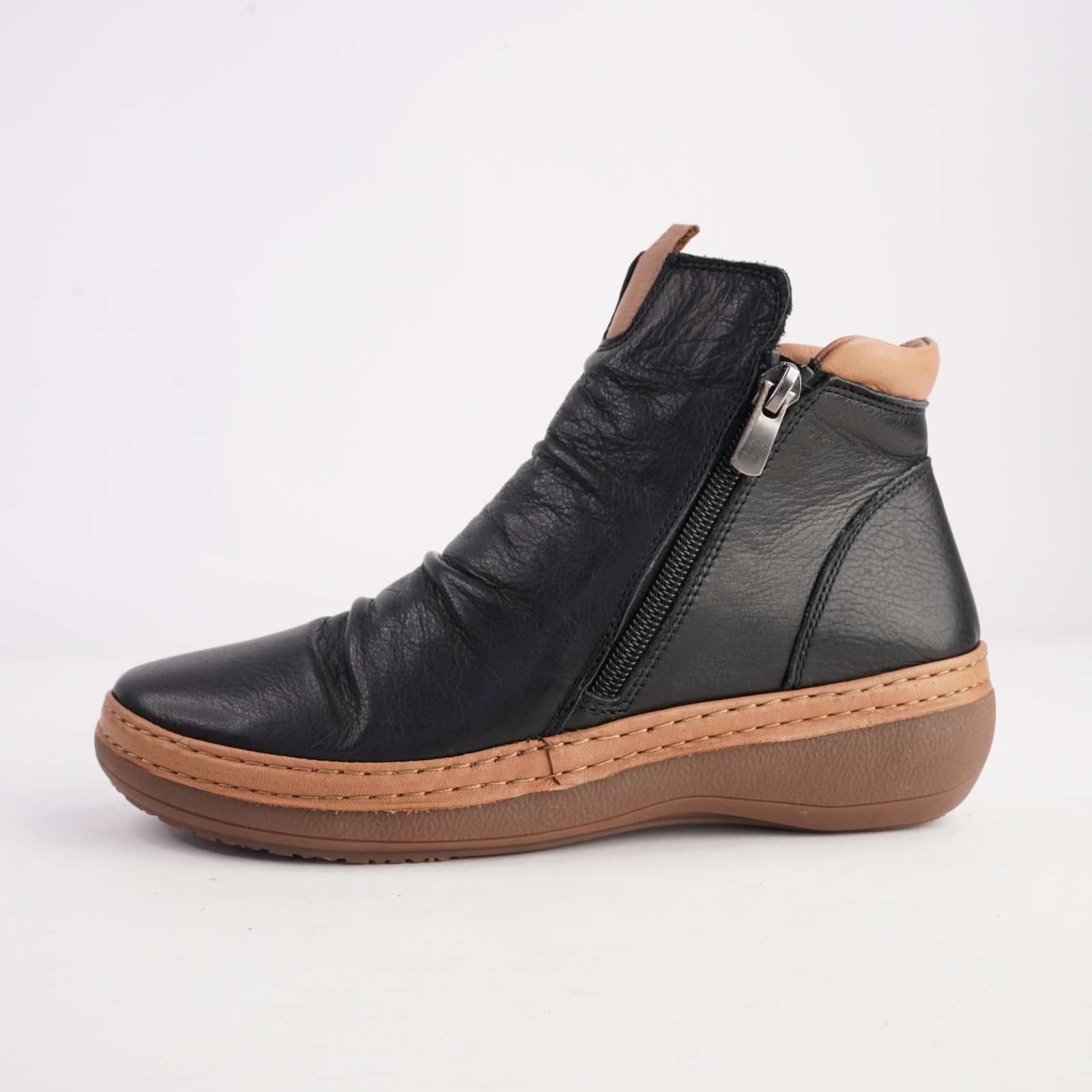 Coralie Black Leather Ankle Boots