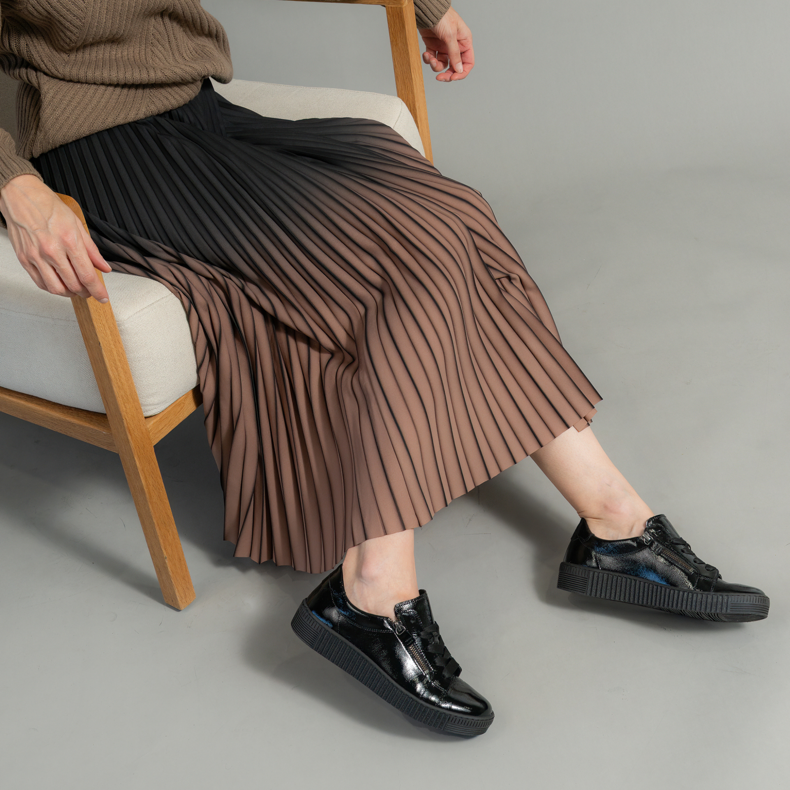 Amelia Black Patent Leather Sneakers