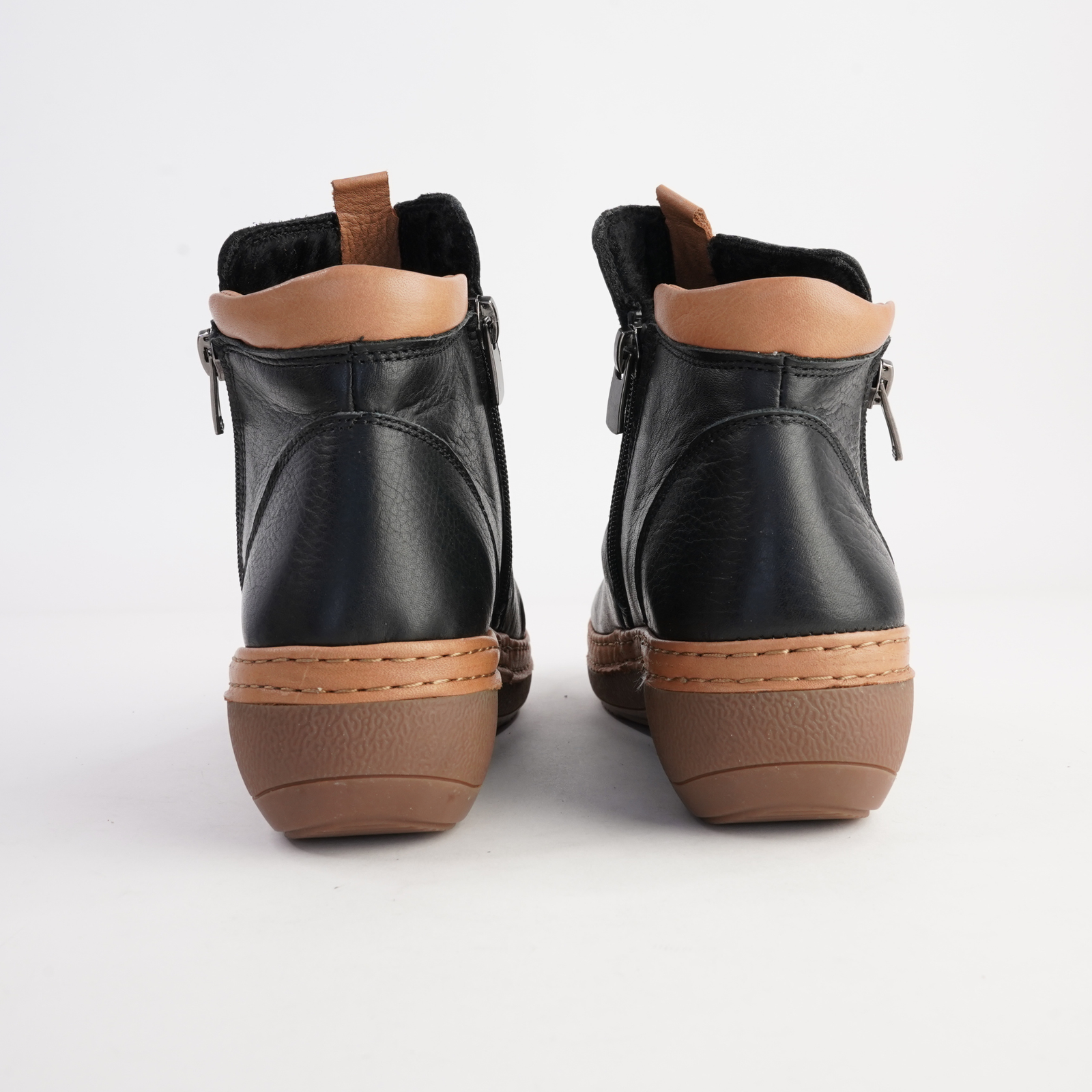 Coralie Black Leather Ankle Boots