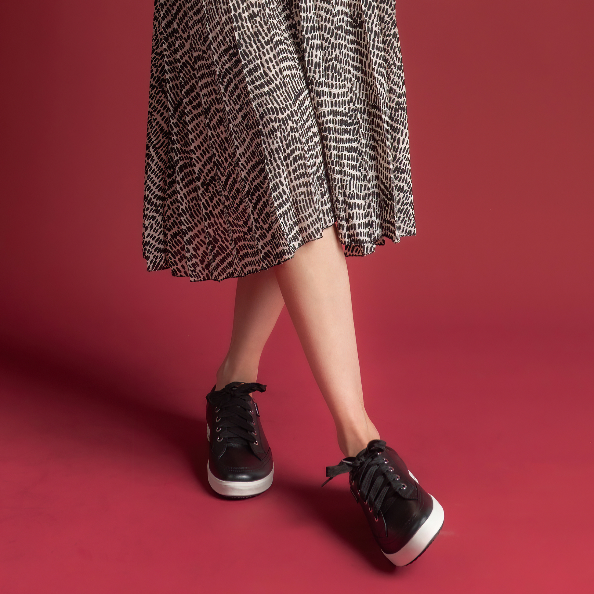 Ellie V Black Leather Sneakers