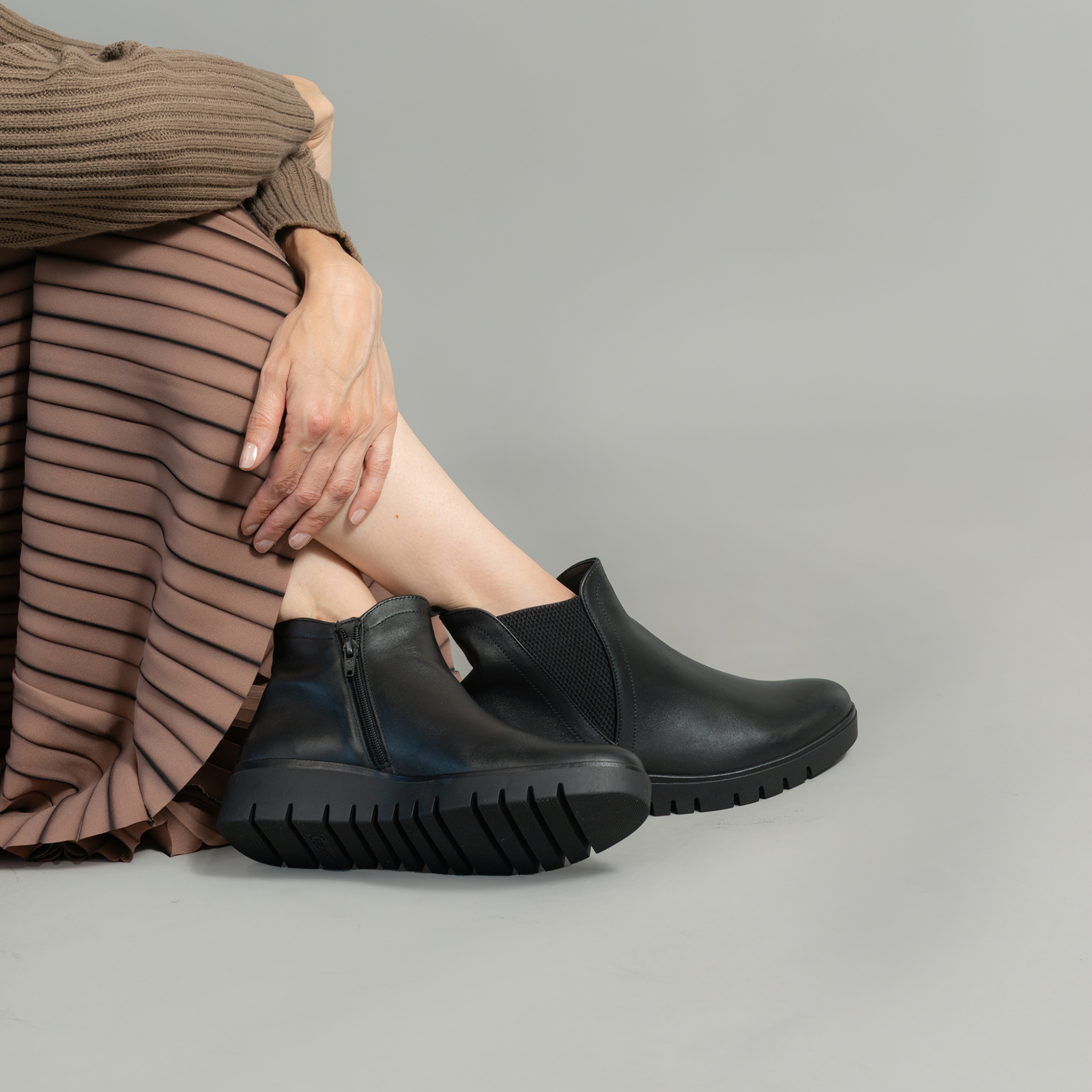 Gertie Black Leather Ankle Bootss