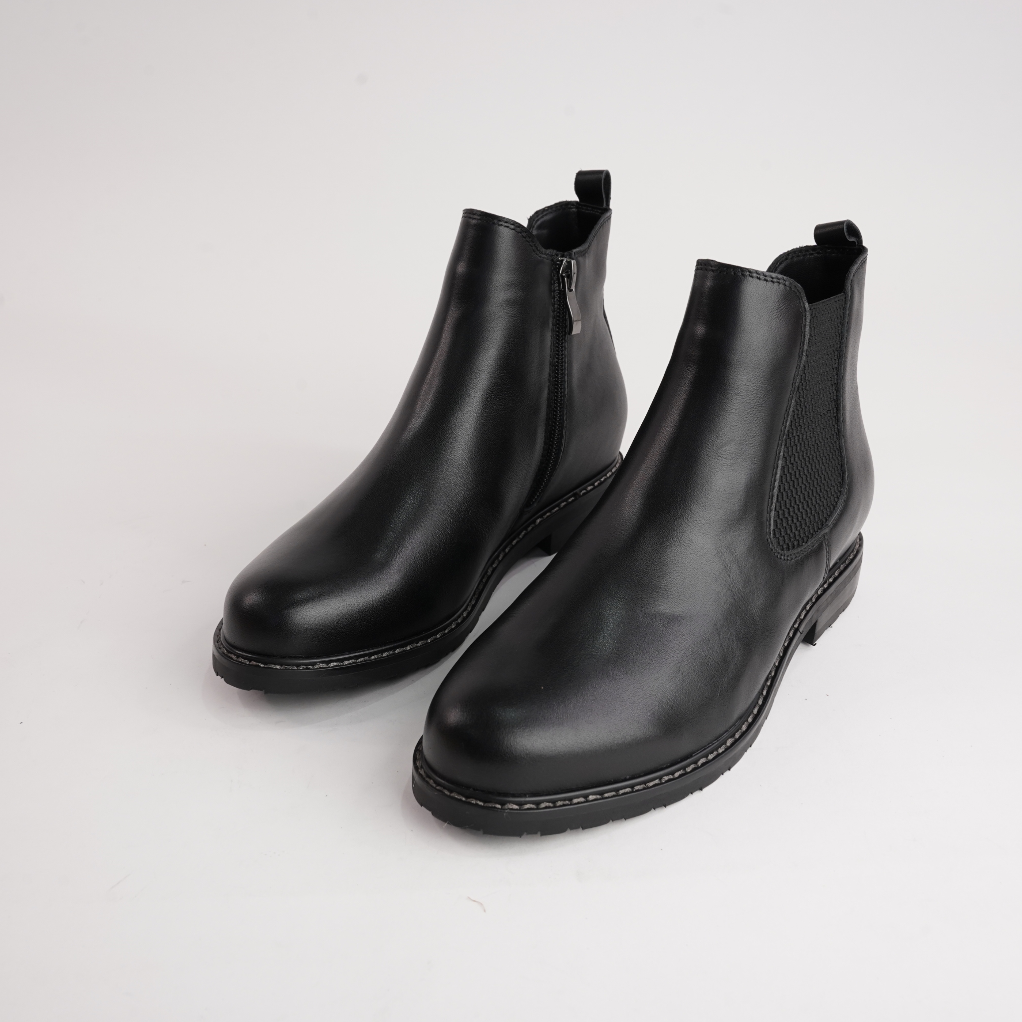 Tamara Black Leather Ankle Boots
