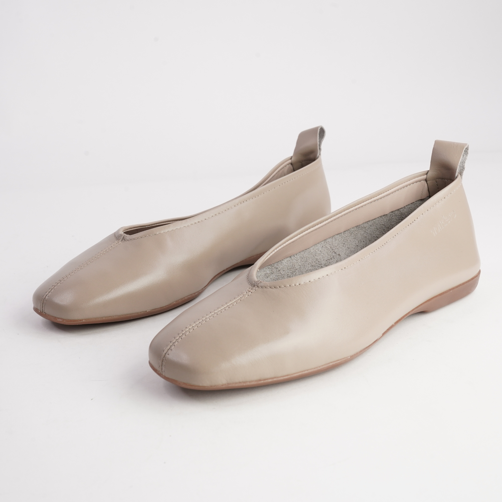 Seamly Taupe Leather Ballet Flats