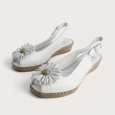 Erica White Leather Espadrille Wedges