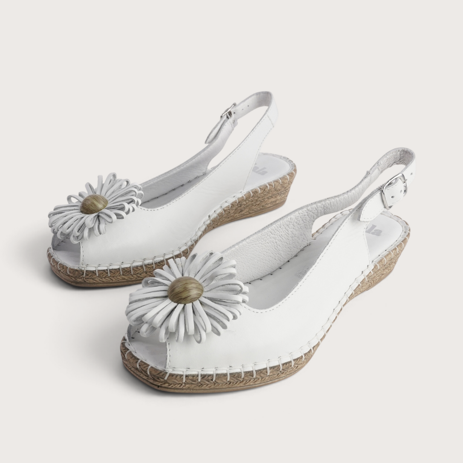 Erica White Leather Espadrille Wedges