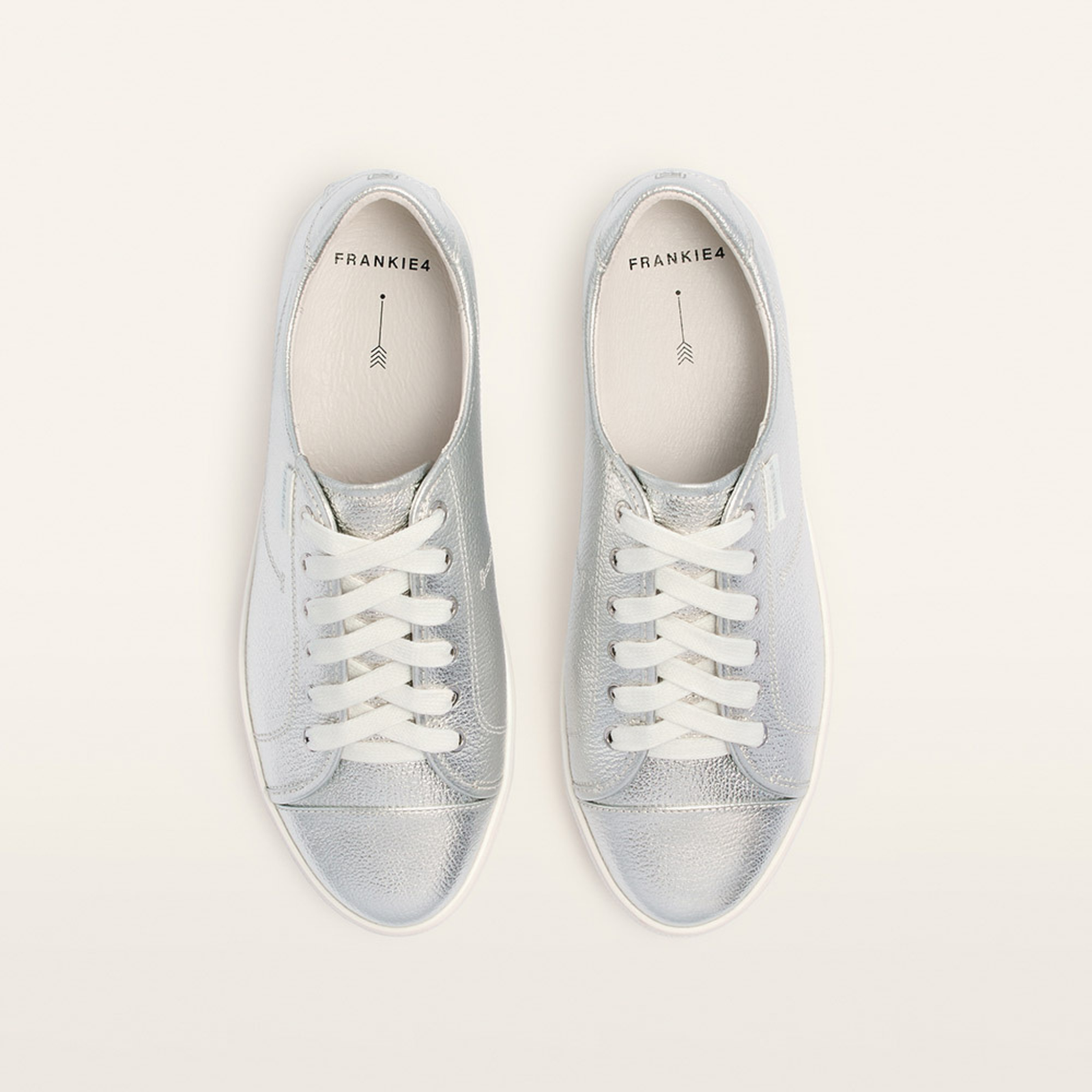 Nat III Silver Tumbled Leather Sneakers