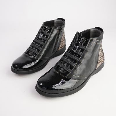 Oxana Cinder Leather Lace Up Boots