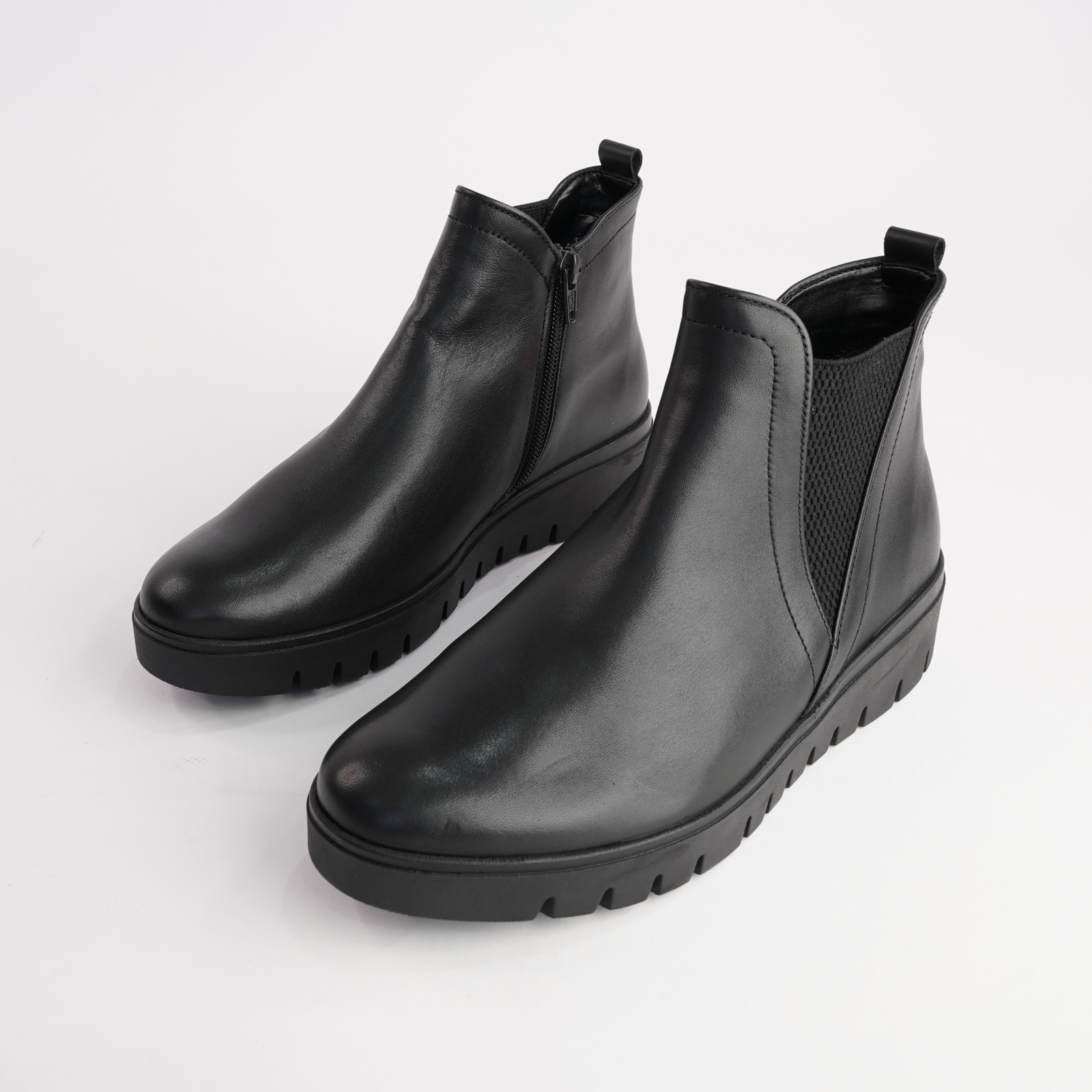 Gertie Black Leather Ankle Bootss