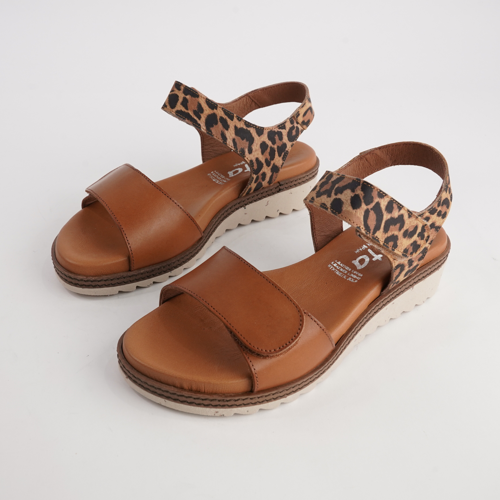 Lapel Cuero/ Leopard Leather Sandals