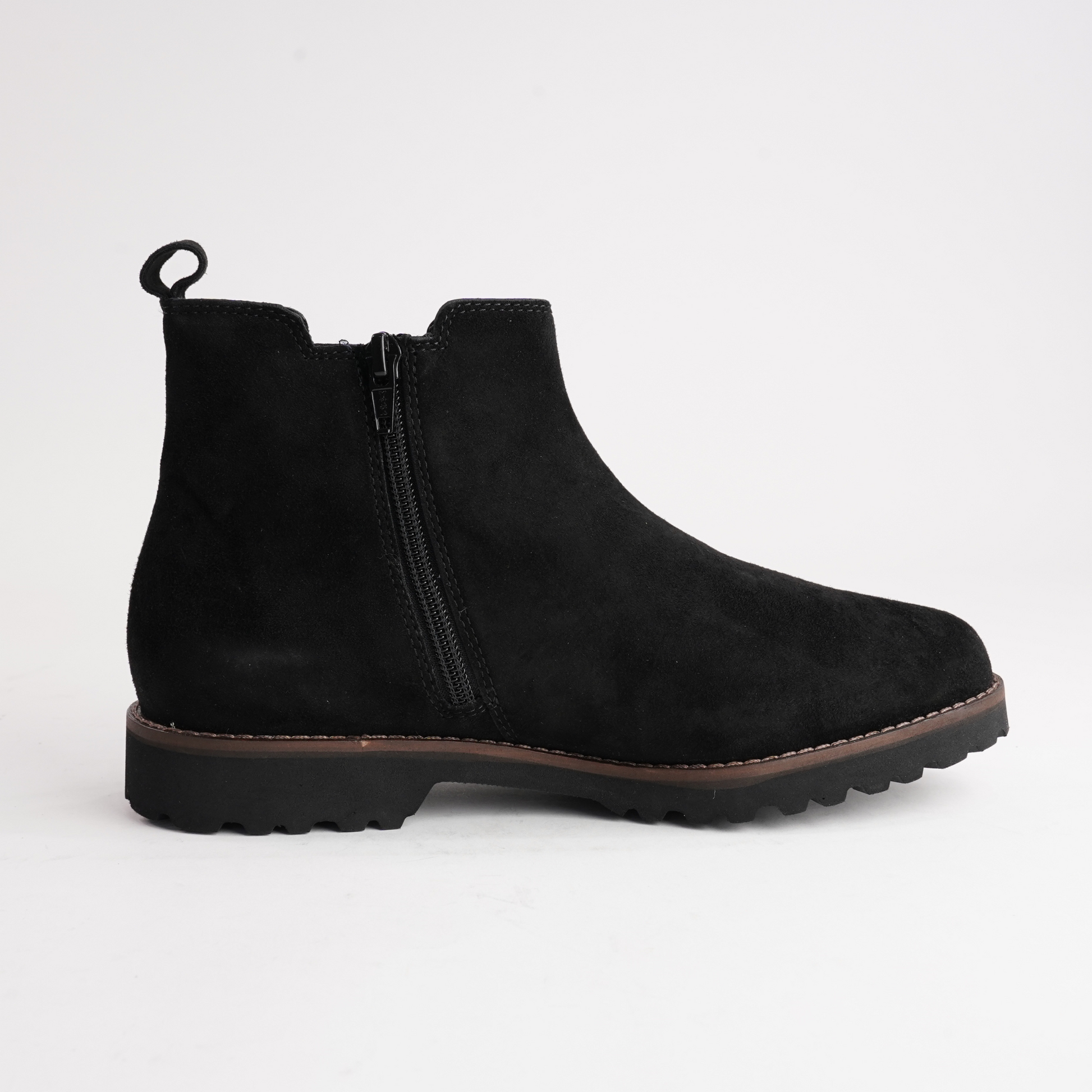 Meredith701 Black Suede Leather Ankle Boots