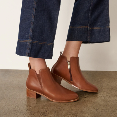 Reggie Rich Tan Leather Ankle Boots