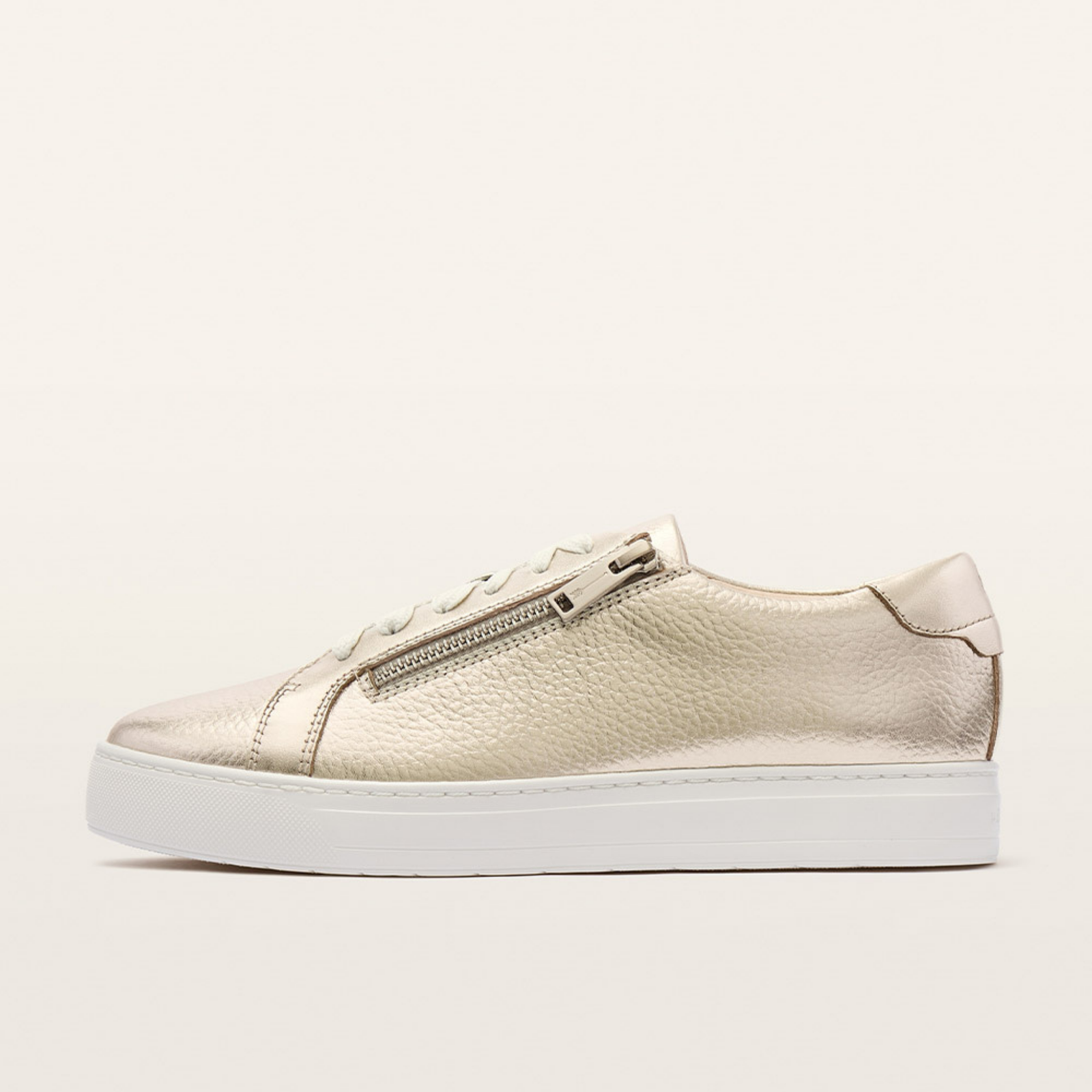 Billie II White Gold Tumbled Leather Sneakers