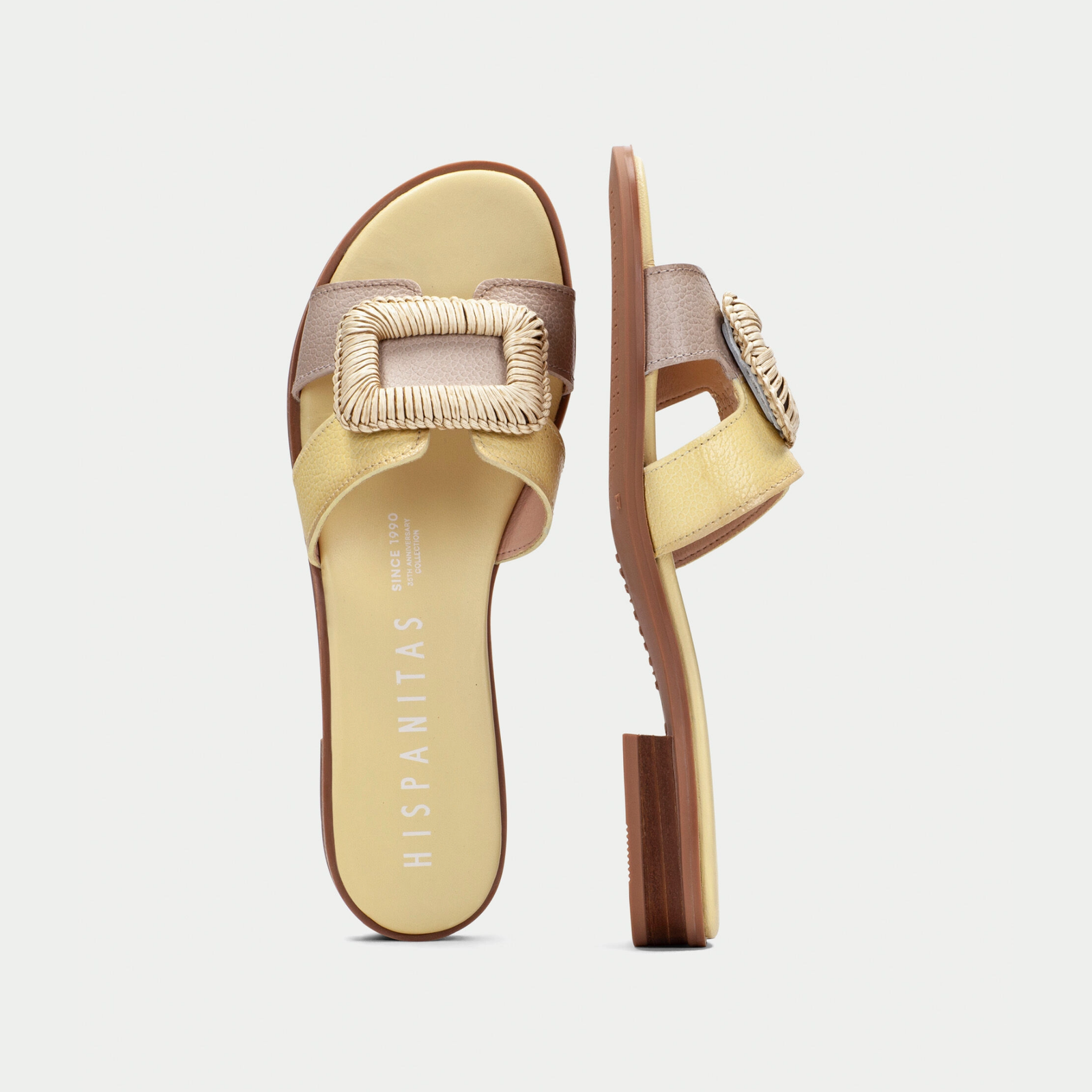 Hv253881 Banana/ Taupe Leather Sandals