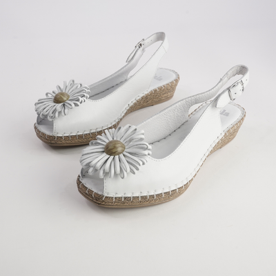 Erica White Leather Espadrille Wedges