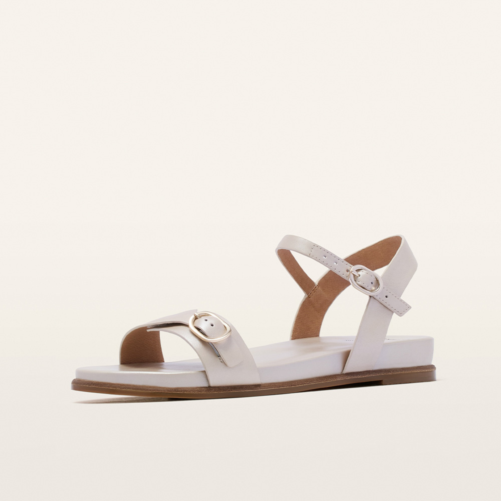Bree Warm Pearl Leather Sandals