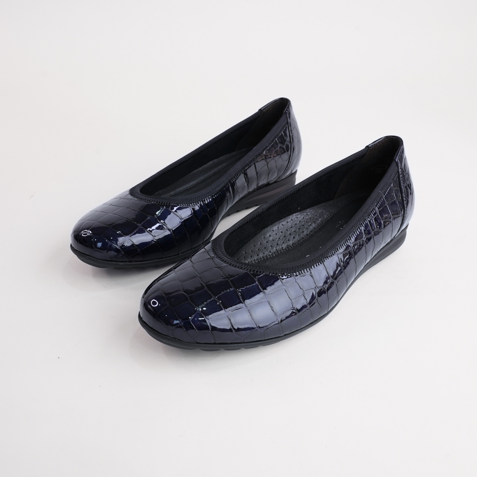 Gia Ocean Alligator Patent Leather Ballet Flats