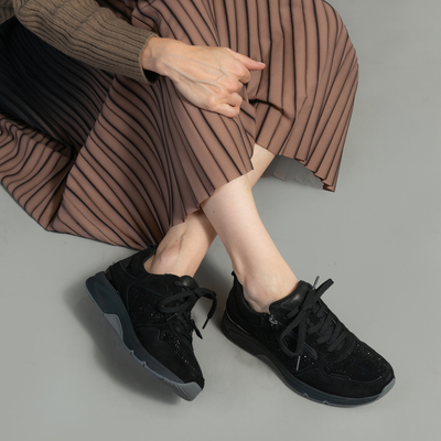 Gabby Black Suede Leather Sneakers