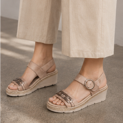 Venice Sandy Combo Wedge Sandals