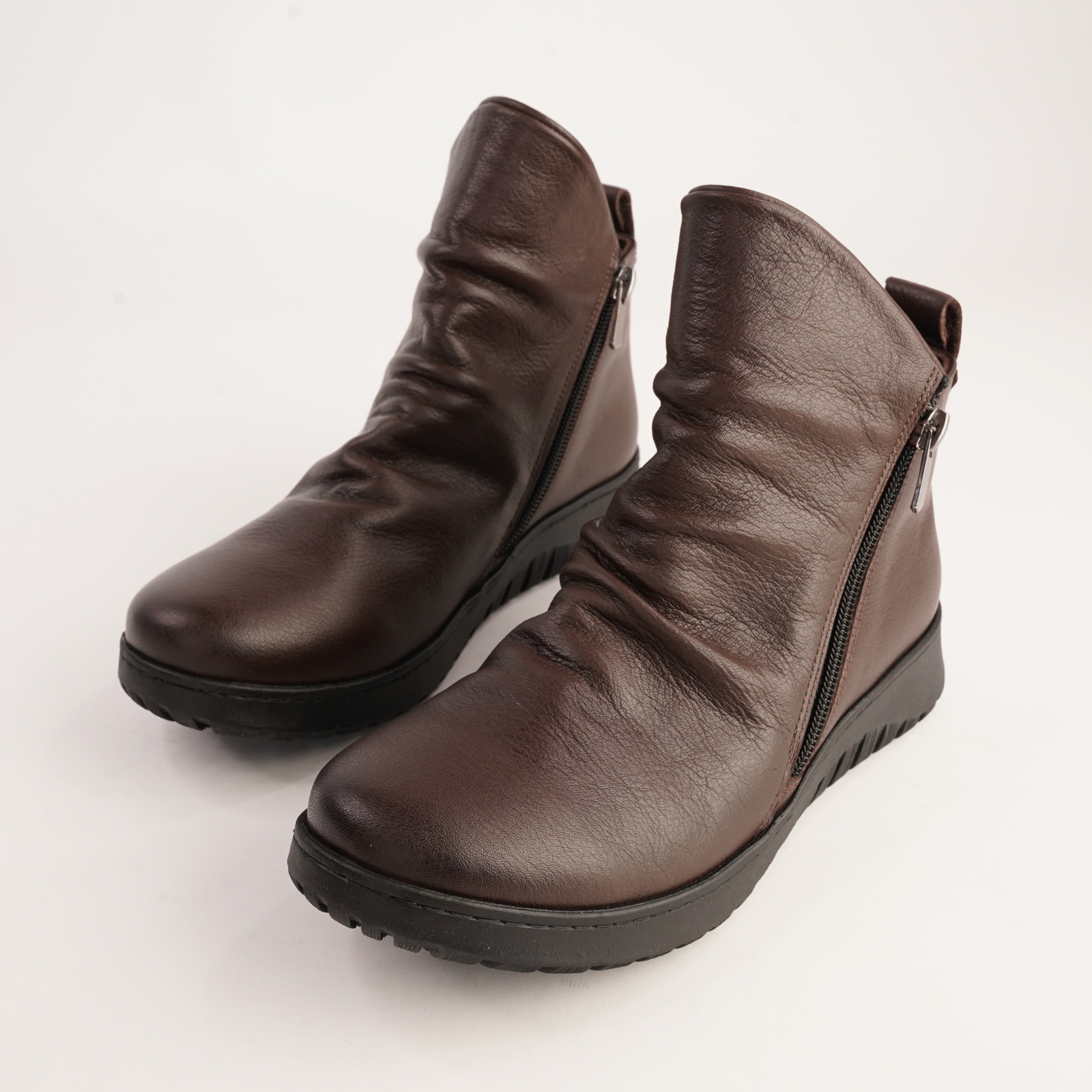 Express Chocolate Leather Ankle Boots
