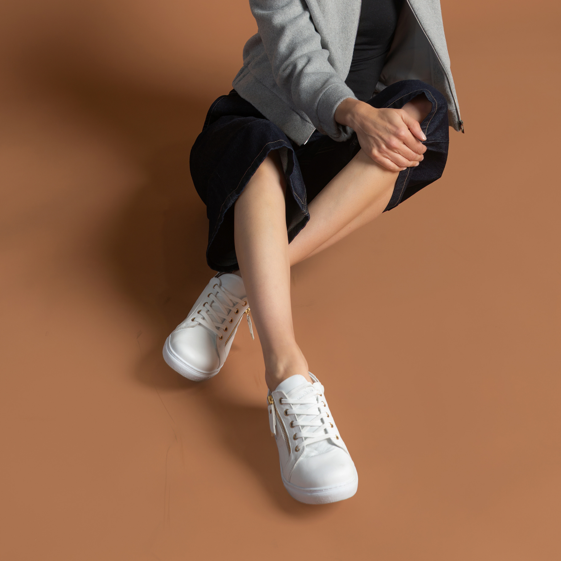 Billie White Tumbled Leather Sneakers