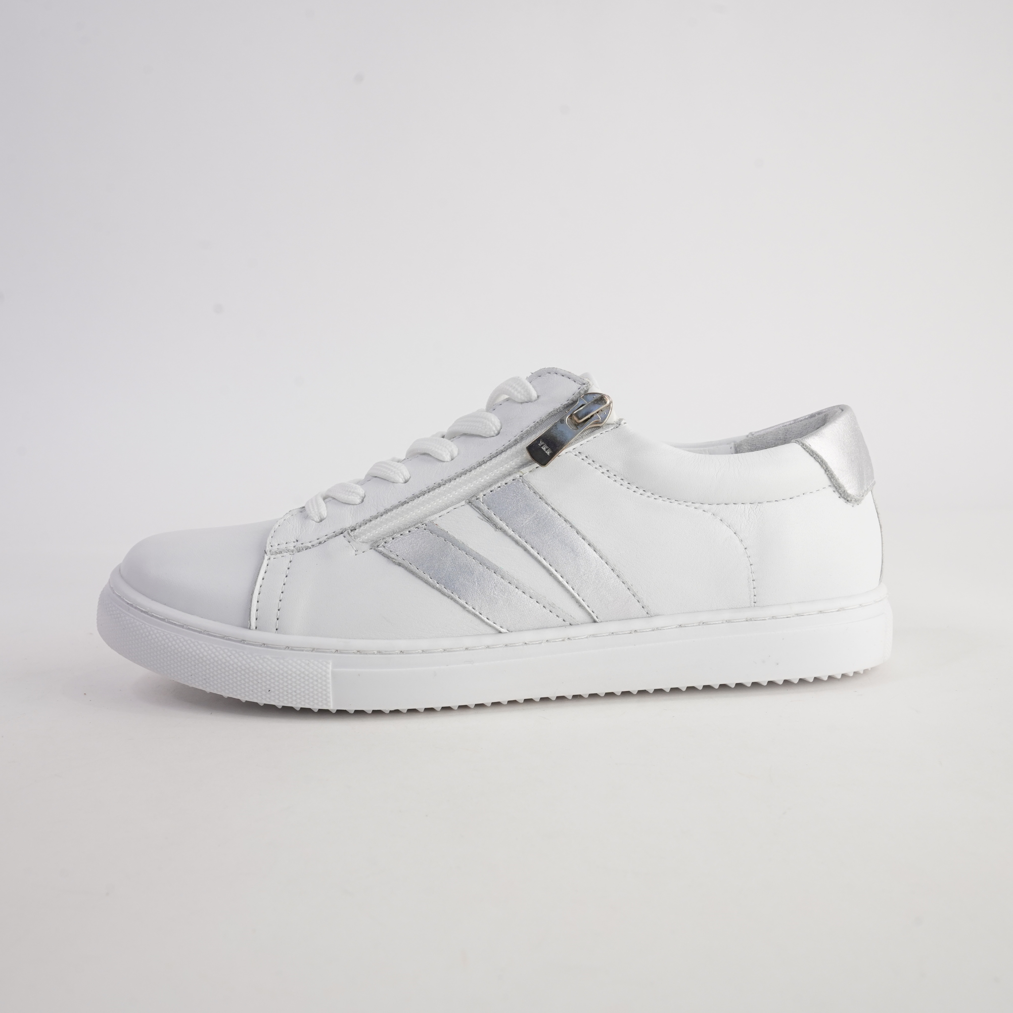 Ultimate White/ Silver Leather Sneakers