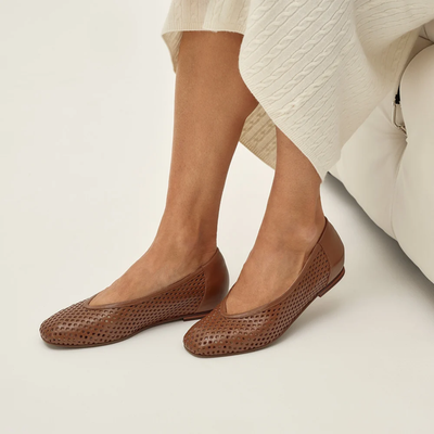 Pearson Tan Lattice Leather Sandals