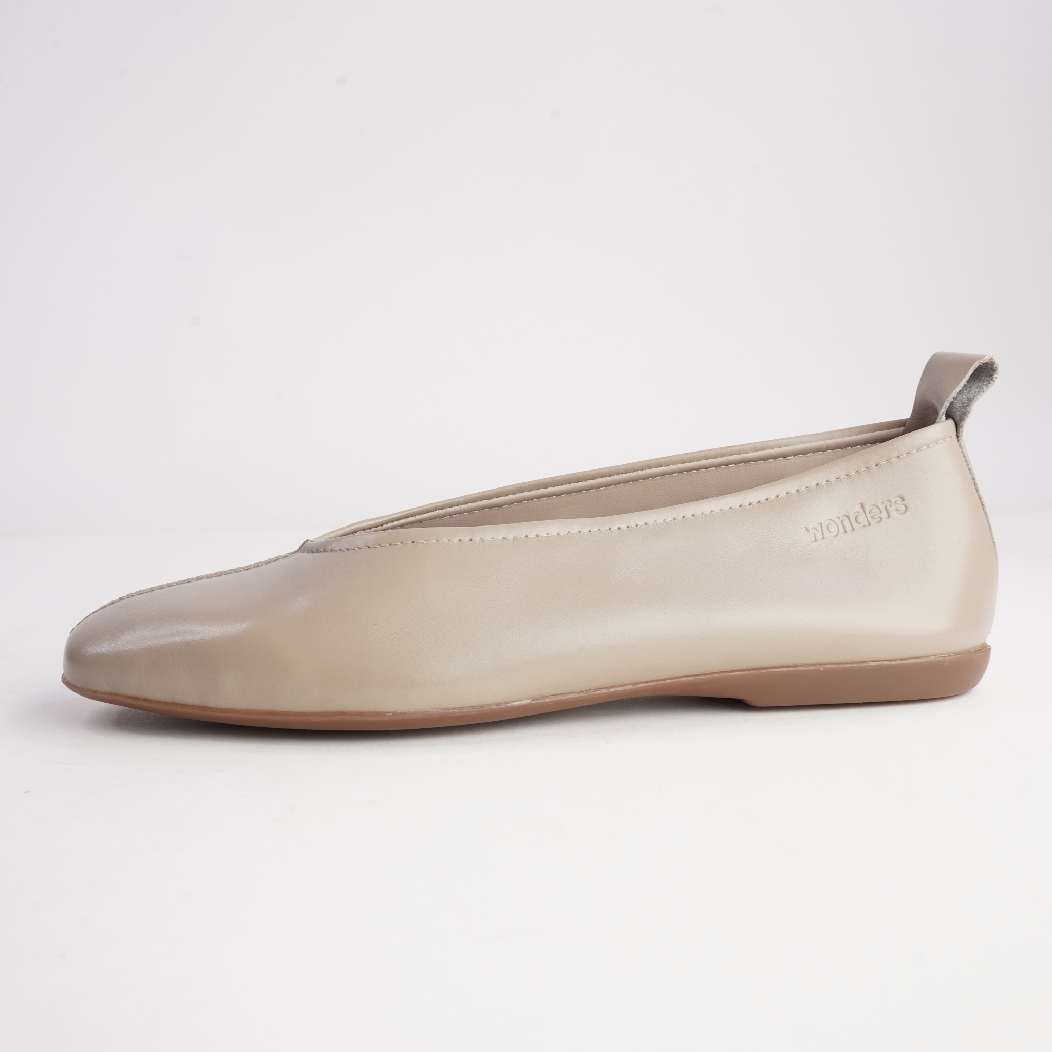 Seamly Taupe Leather Ballet Flats