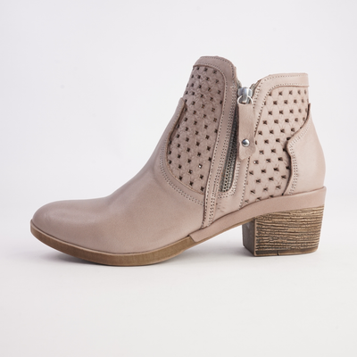 Barlow Taupe Leather Ankle Boots