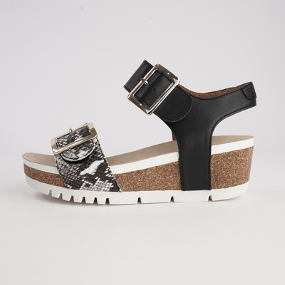 Quinn 02 Schwarz Combi Leather Sandals