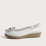 Erica White Leather Espadrille Wedges