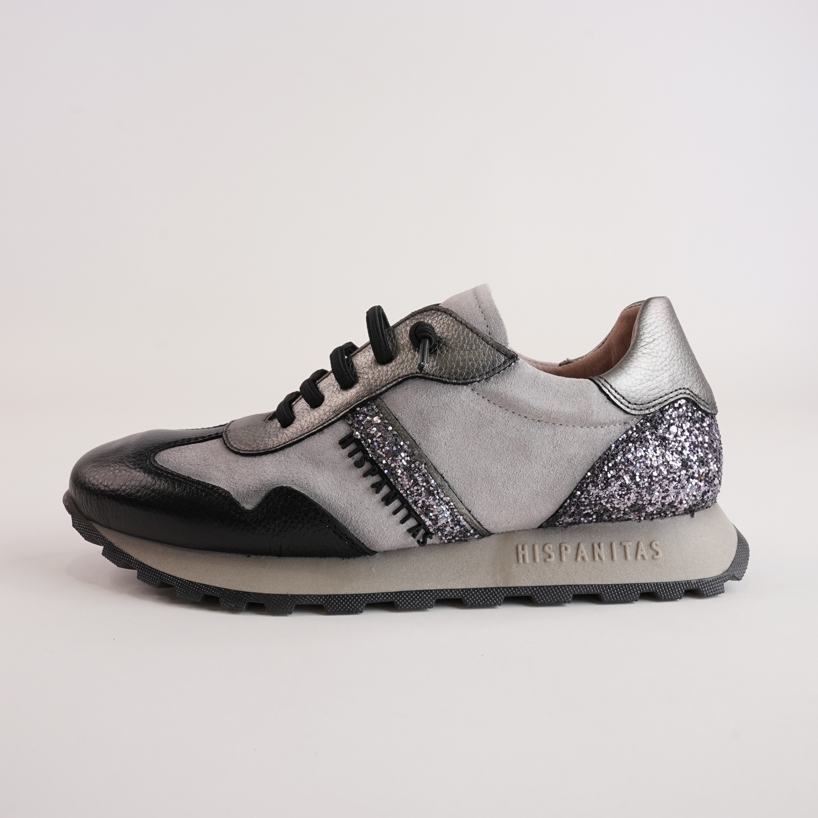 Chi243689 Black/ Iron Glitter Leather Sneakers