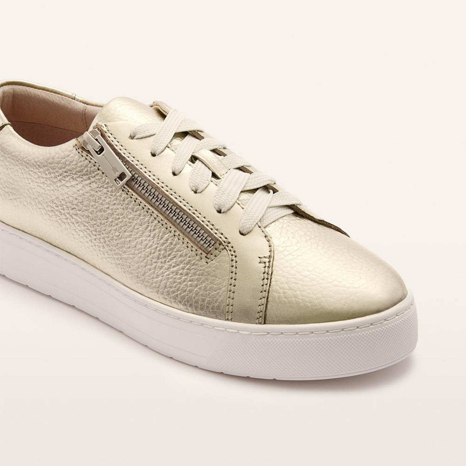 Billie II White Gold Tumbled Leather Sneakers